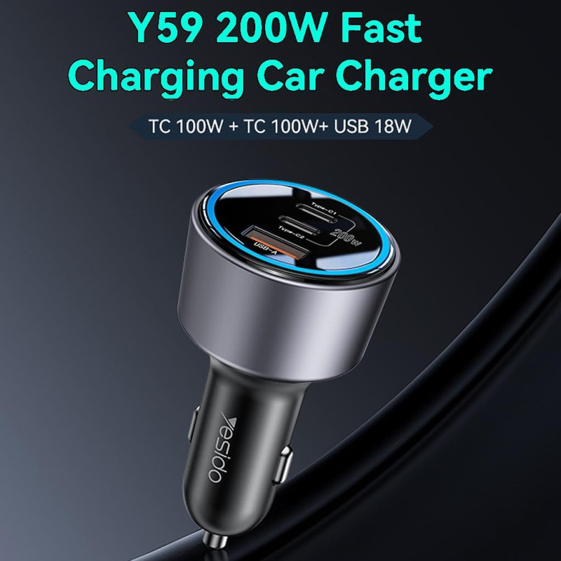 Yesido Y59 автомобільний зарядний пристрій 200W