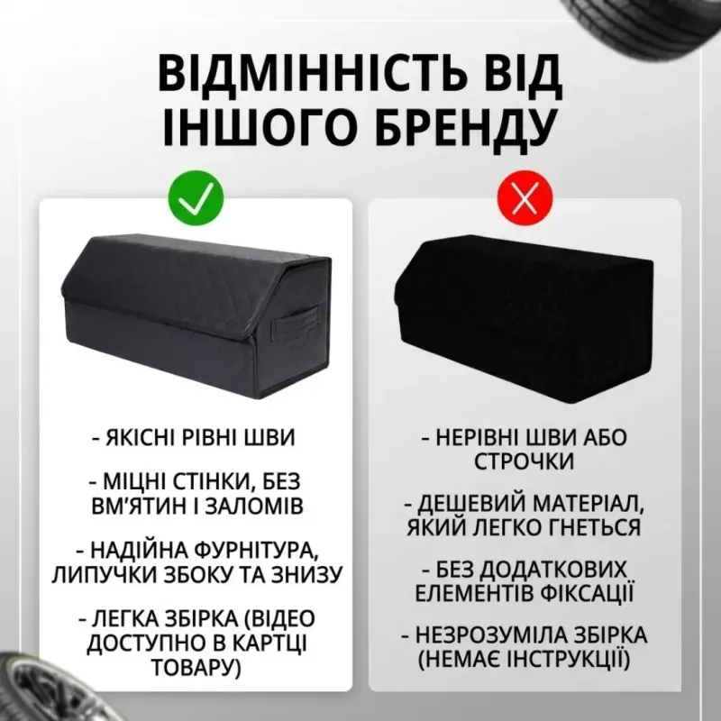 Органайзер у багажник для автомобіля універсальний великий 70×30×30
