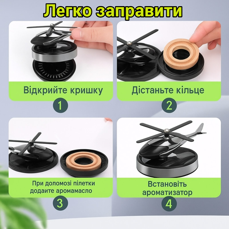 Автомобільний багаторазовий ароматизатор вертоліт-пахнючка для авто парфуми в машину на торпеду пахучка салону