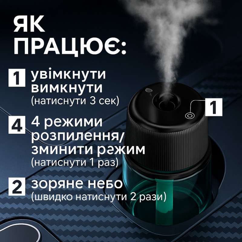 Ароматизатор автомобільний ультразвуковий «Зоряне небо» 160 мл