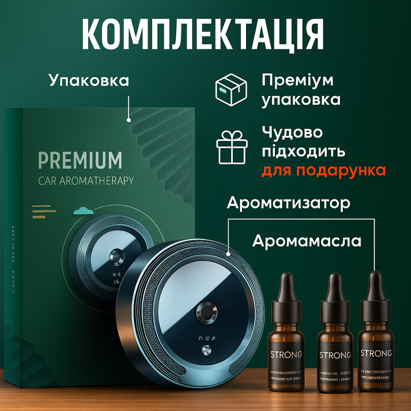 Автомобільний ароматизатор-дифузор + 3 аромати в комплекті