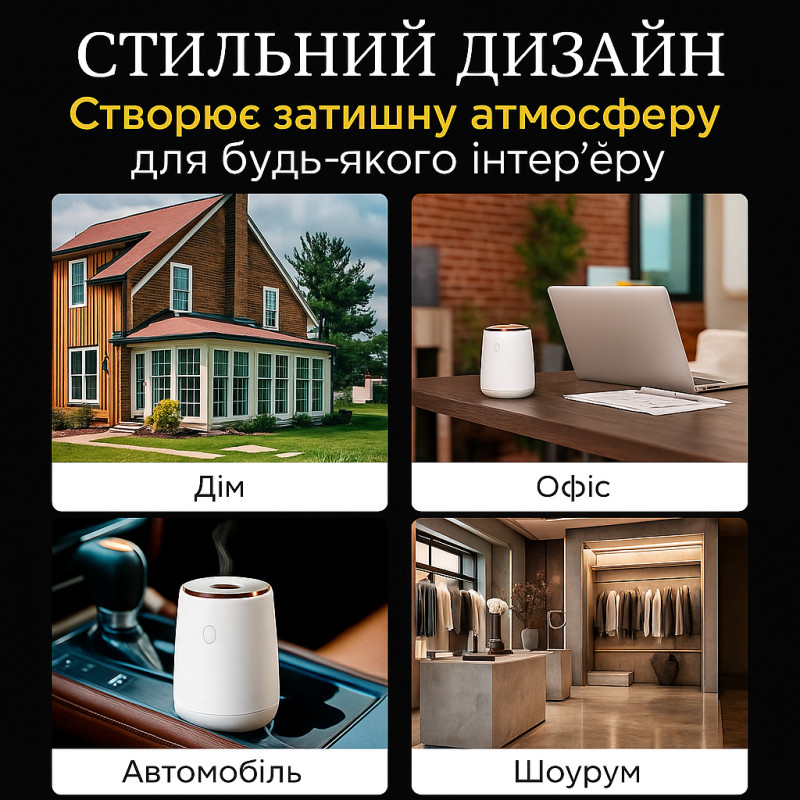 Автомобільний ароматизатор з Bluetooth, бездротовий аромадифузор з LED-підсвіткою для дому та офісу