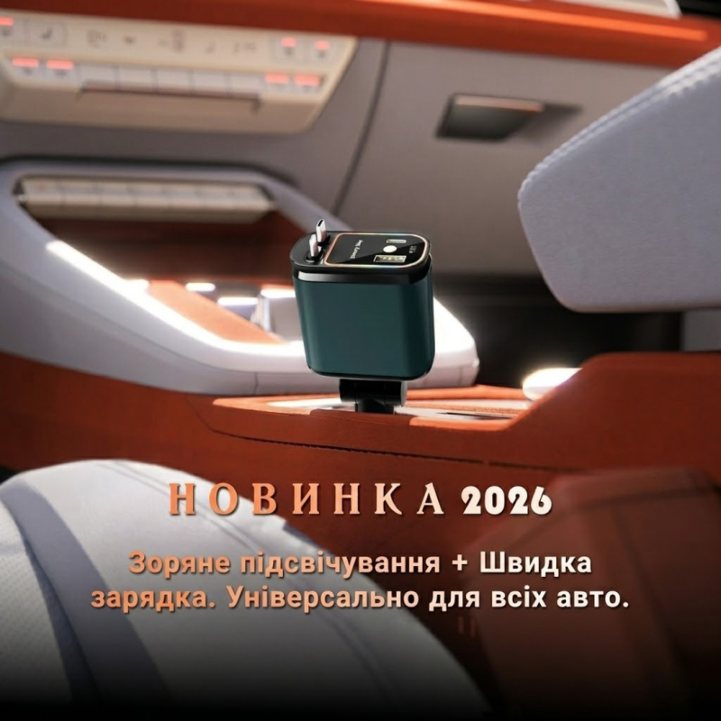 Автомобільний адаптер 4в1 для прикурювача, швидка зарядка, чорний корпус