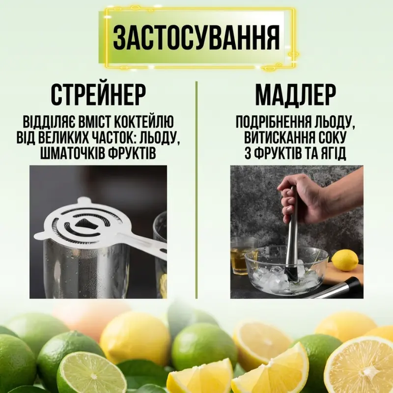 Професійний набір бармена 19 предметів з шейкером 750 мл