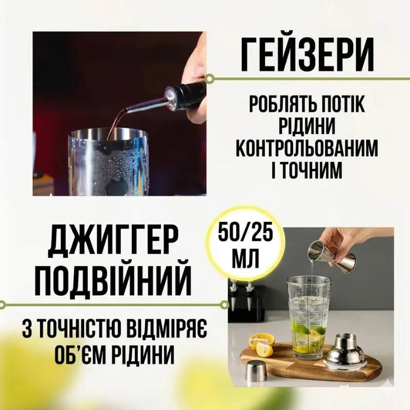 Професійний набір бармена 19 предметів з шейкером 750 мл