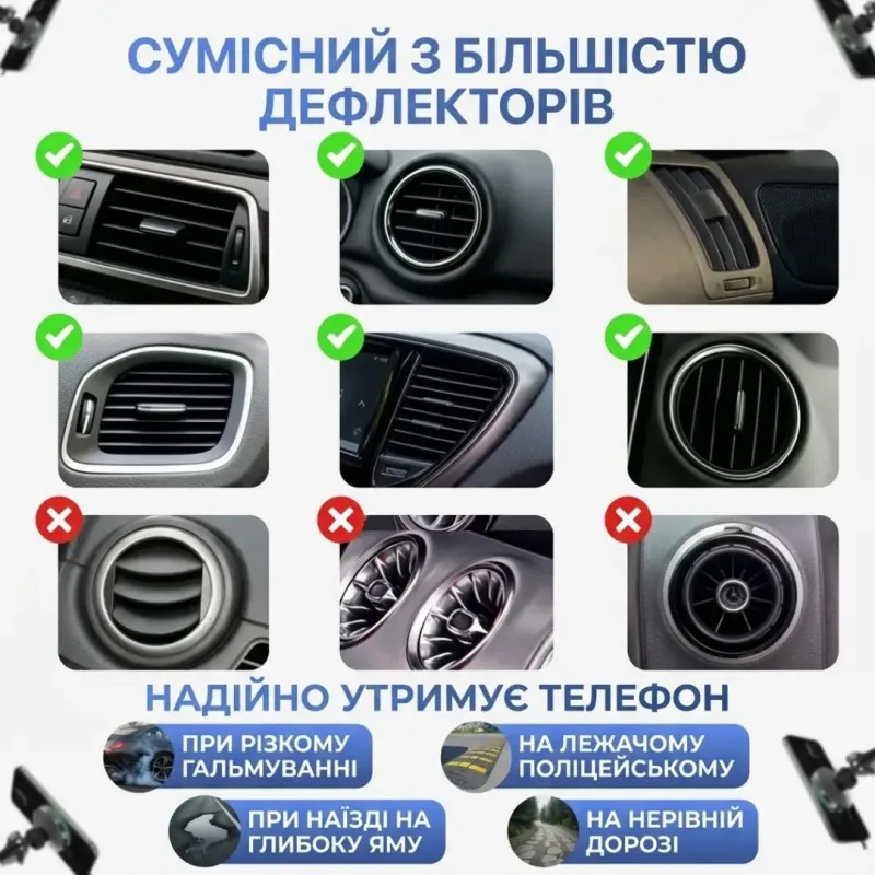 Бездротова зарядка для iPhone з MagSafe, магнітна швидка, для телефонів iPhone 12, 13, 14, 15, 16, 17, автомобільний зарядний пристрій-тримач з MagSafe в авто, зарядка для iPhone, 15 Вт