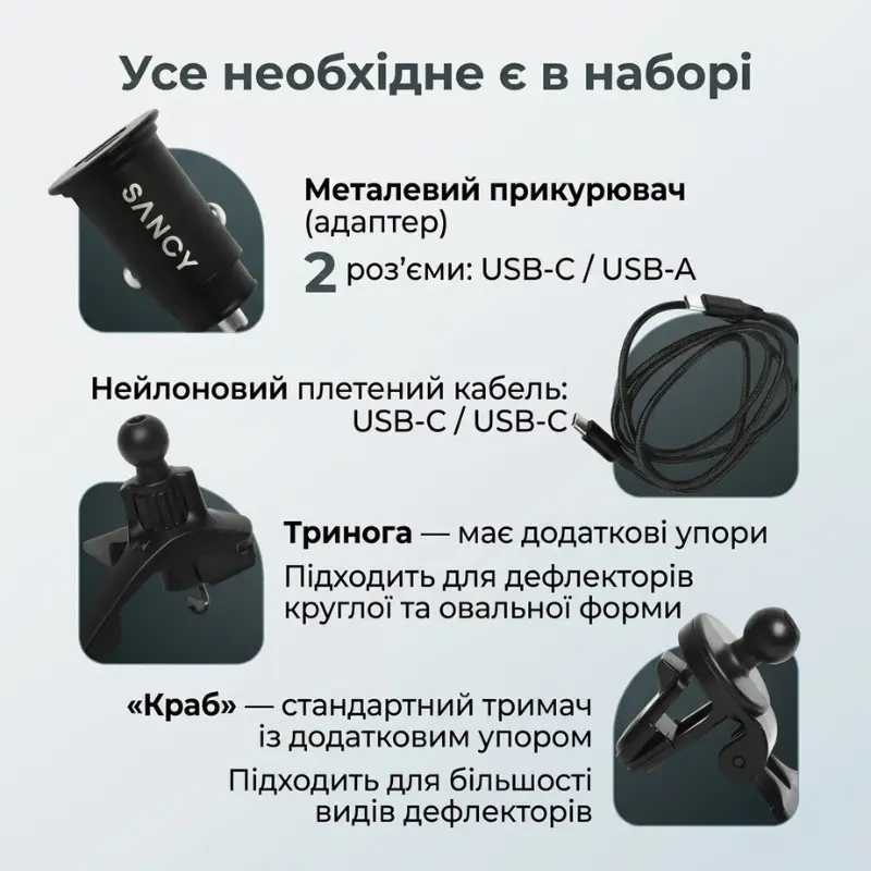 Автомобільний тримач для телефону з зарядкою MagSafe Qi2 15W Sancy, магнітний тримач в авто для iPhone